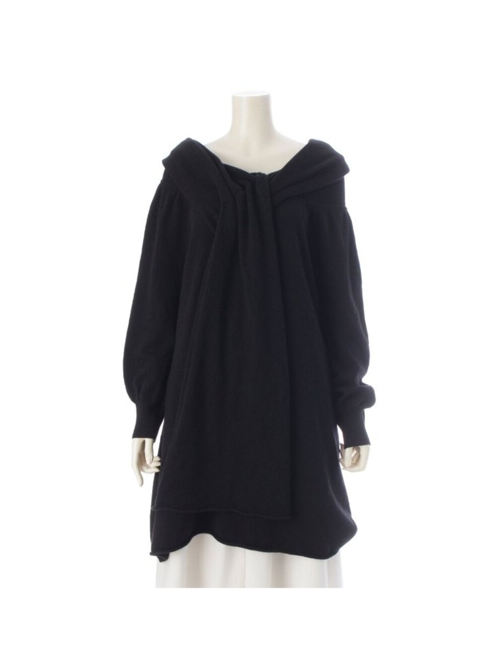 Hermes Martin Margiela Era Cashmere Shawl Neck Dress Long Sleeve Knit Black